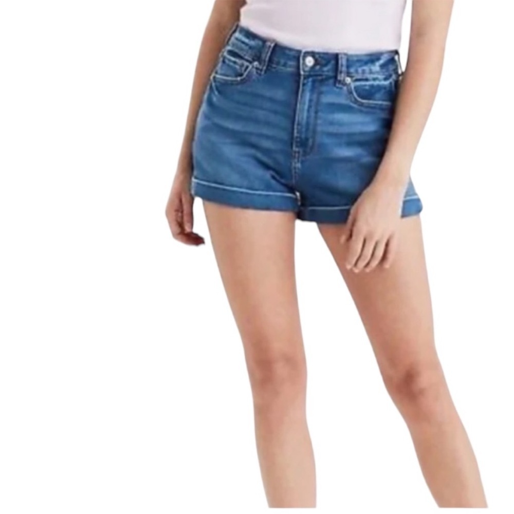 American Eagle Outfitters Boho Mom High Rise Blue Denim Jean Shorts Size 12